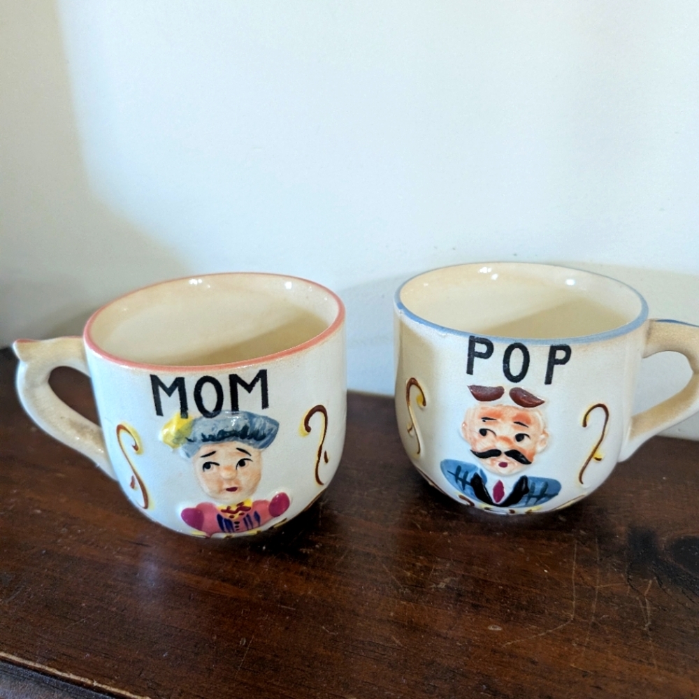Vintage Lefton Mom And Pop Mug Japan 1950s Ceramic Porcelain Coffee Tea Cup